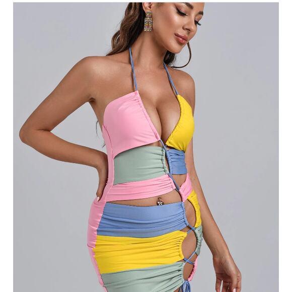 Bella Barnett Tori Halter Mini Dress | Size Large - Picture 1 of 2